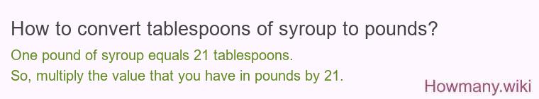 How to convert tablespoons of syroup to pounds?