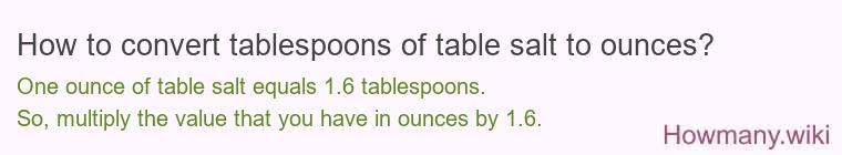 How to convert tablespoons of table salt to ounces?