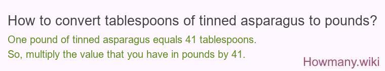 How to convert tablespoons of tinned asparagus to pounds?