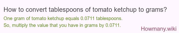 How to convert tablespoons of tomato ketchup to grams?