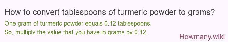How to convert tablespoons of turmeric powder to grams?