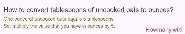 How to convert tablespoons of uncooked oats to ounces?