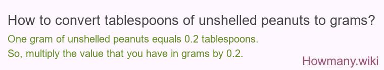 How to convert tablespoons of unshelled peanuts to grams?