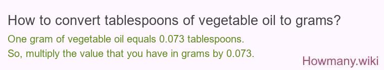 How to convert tablespoons of vegetable oil to grams?