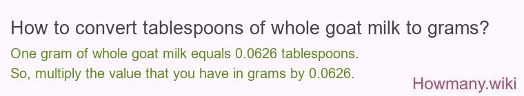 How to convert tablespoons of whole goat milk to grams?