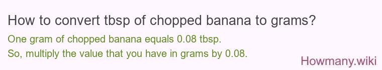 How to convert tbsp of chopped banana to grams?