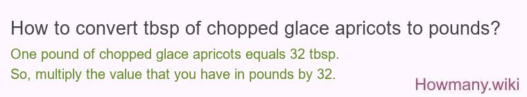 How to convert tbsp of chopped glace apricots to pounds?
