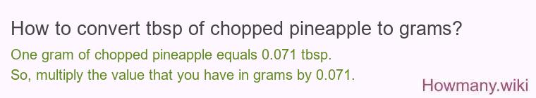 How to convert tbsp of chopped pineapple to grams?