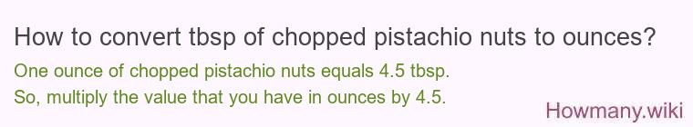 How to convert tbsp of chopped pistachio nuts to ounces?
