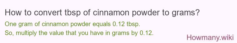 How to convert tbsp of cinnamon, powder to grams?