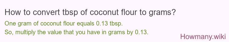 How to convert tbsp of coconut flour to grams?
