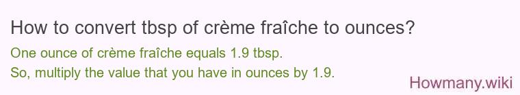 How to convert tbsp of crème fraîche to ounces?