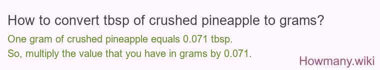 How to convert tbsp of crushed pineapple to grams?
