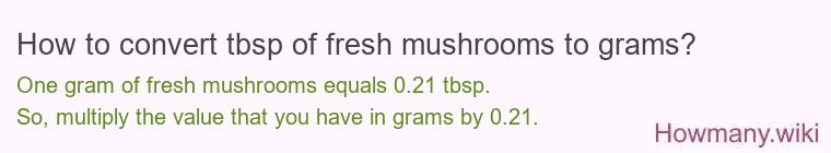 How to convert tbsp of fresh mushrooms to grams?