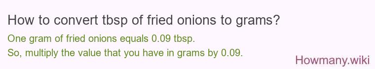 How to convert tbsp of fried onions to grams? How to convert tbsp of fried onions to grams?