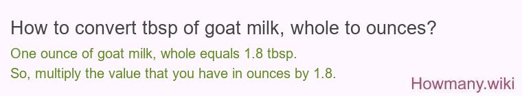 How to convert tbsp of goat milk, whole to ounces?