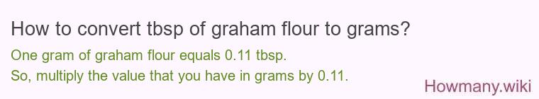 How to convert tbsp of graham flour to grams? How to convert tbsp of graham flour to grams?