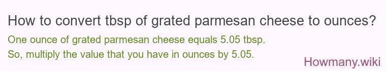 How to convert tbsp of grated parmesan cheese to ounces?