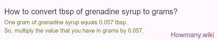 How to convert tbsp of grenadine syrup to grams?