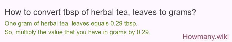How to convert tbsp of herbal tea, leaves to grams?
