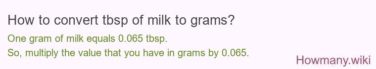 How to convert tbsp of milk to grams?