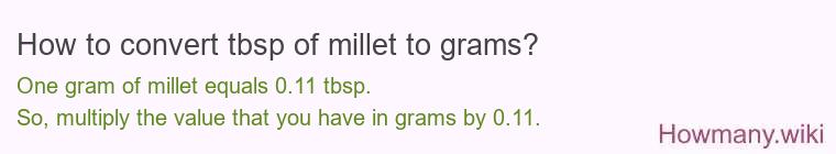 How to convert tbsp of millet to grams?