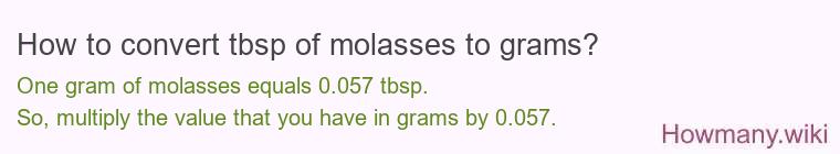 How to convert tbsp of molasses to grams?