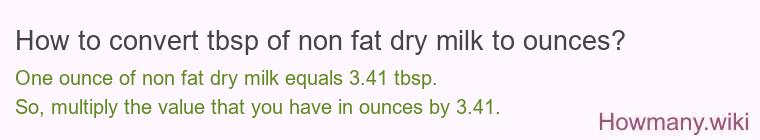 How to convert tbsp of non fat dry milk to ounces?