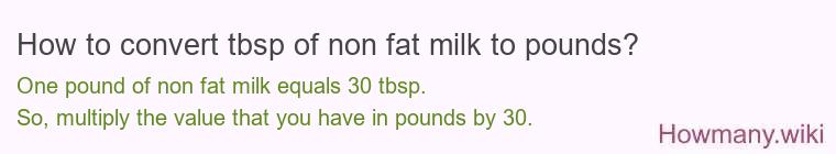 How to convert tbsp of non fat milk to pounds?