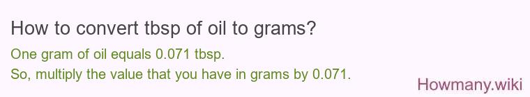 How to convert tbsp of oil to grams?