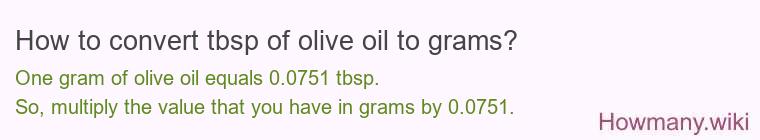 How to convert tbsp of olive oil to grams?