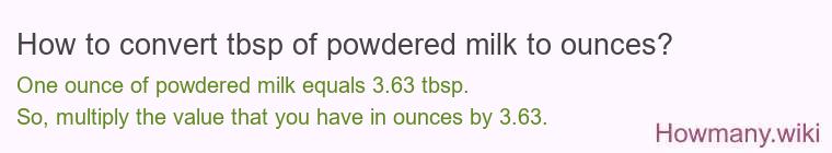 How to convert tbsp of powdered milk to ounces?