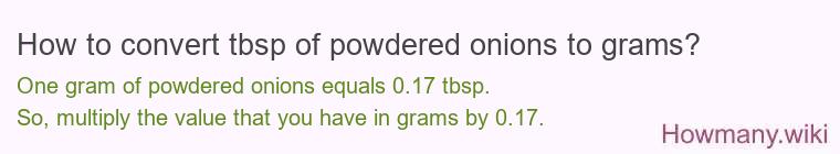 How to convert tbsp of powdered onions to grams?