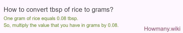 How to convert tbsp of rice to grams?