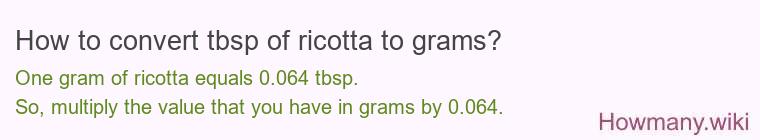 How to convert tbsp of ricotta to grams?