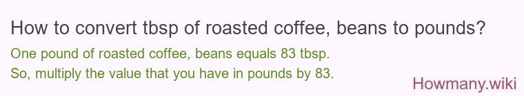 How to convert tbsp of roasted coffee, beans to pounds?