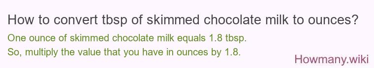 How to convert tbsp of skimmed chocolate milk to ounces?