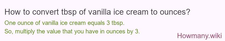 How to convert tbsp of vanilla ice cream to ounces?