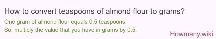 How to convert teaspoons of almond flour to grams?