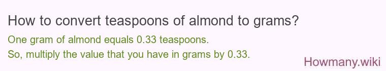 How to convert teaspoons of almond to grams?