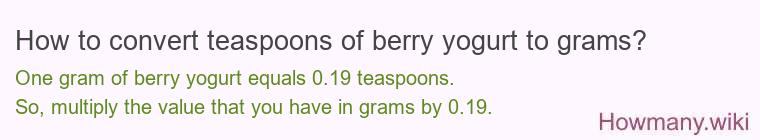 How to convert teaspoons of berry yogurt to grams?