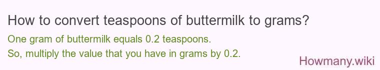 How to convert teaspoons of buttermilk to grams?