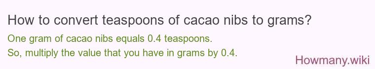 How to convert teaspoons of cacao nibs to grams?
