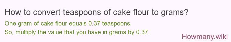 How to convert teaspoons of cake flour to grams?