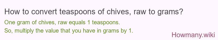 How to convert teaspoons of chives, raw to grams?
