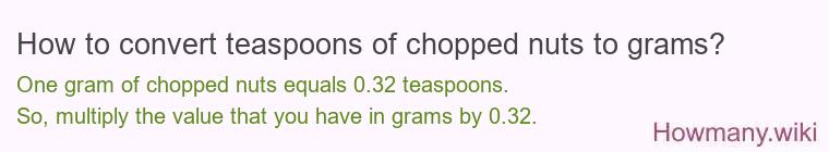How to convert teaspoons of chopped nuts to grams?