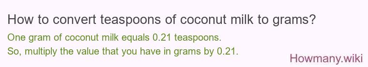 How to convert teaspoons of coconut milk to grams?