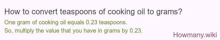 How to convert teaspoons of cooking oil to grams?