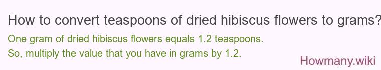 How to convert teaspoons of dried hibiscus flowers to grams?