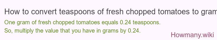 How to convert teaspoons of fresh chopped tomatoes to grams?